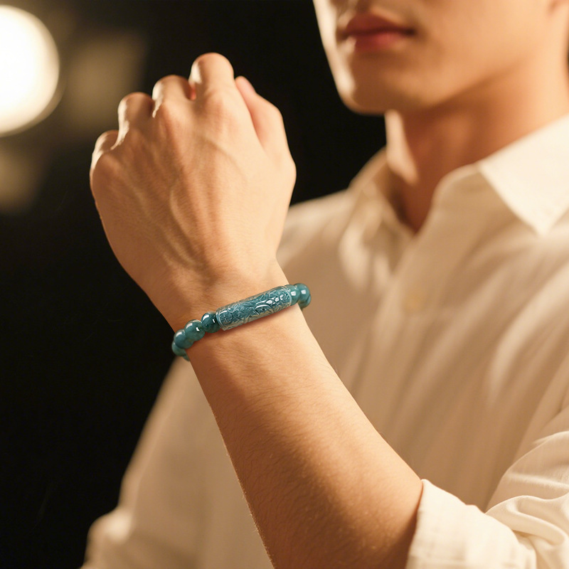 Natural Certificated Type A Untreated Blue Watery Guatemalan Jadeite 福 Head Loose Beads Beading Bracelet,Amulet Bracelet,DIY Jewelry Supplies