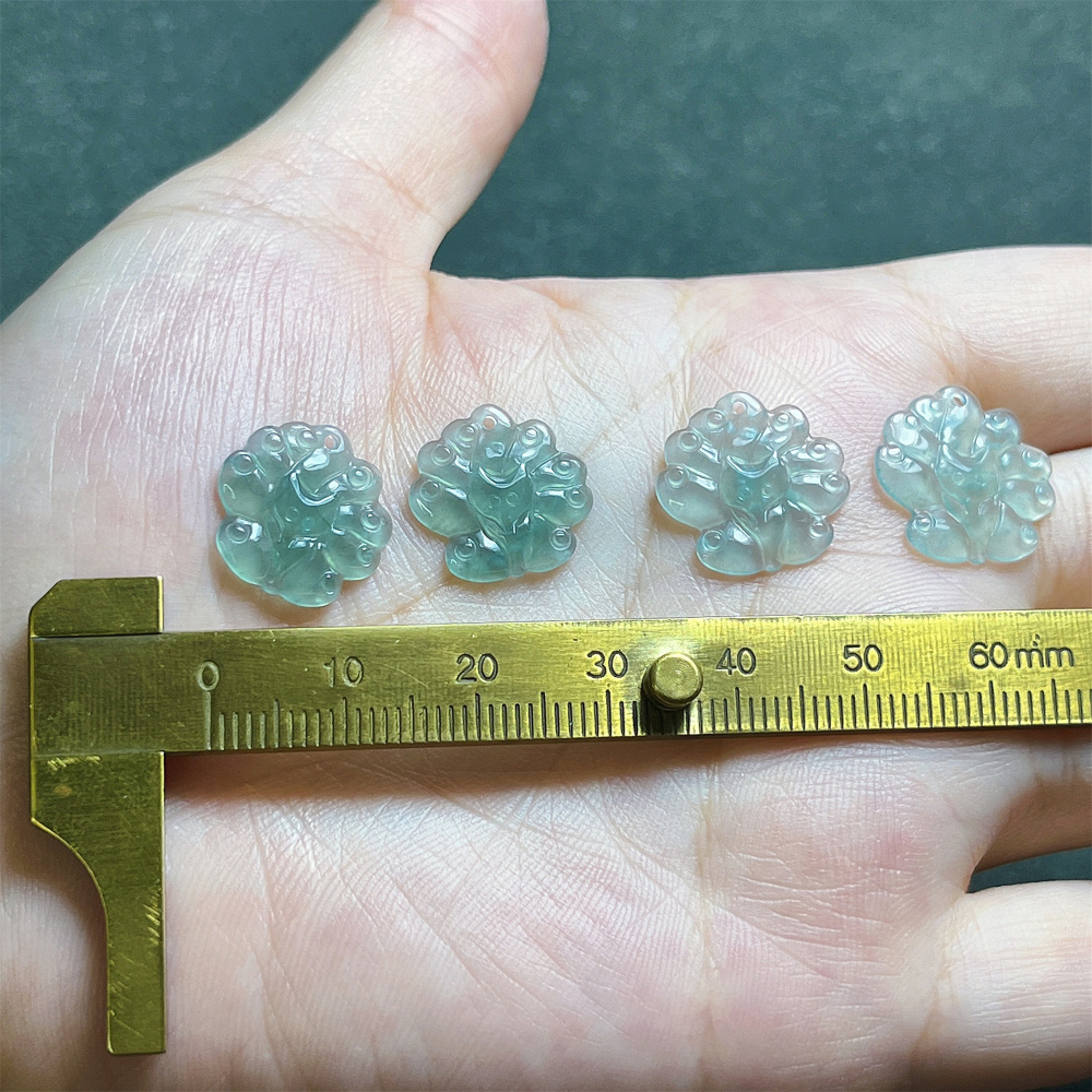 2Pcs Natural Type A Untreated Icy Blue Watery Guatemalan Jadeite Irregular Pendant With Nine Tailed Fox Carved,Blue Guatemala Jadeite Loose Pendant,DIY Jewelry Supplies