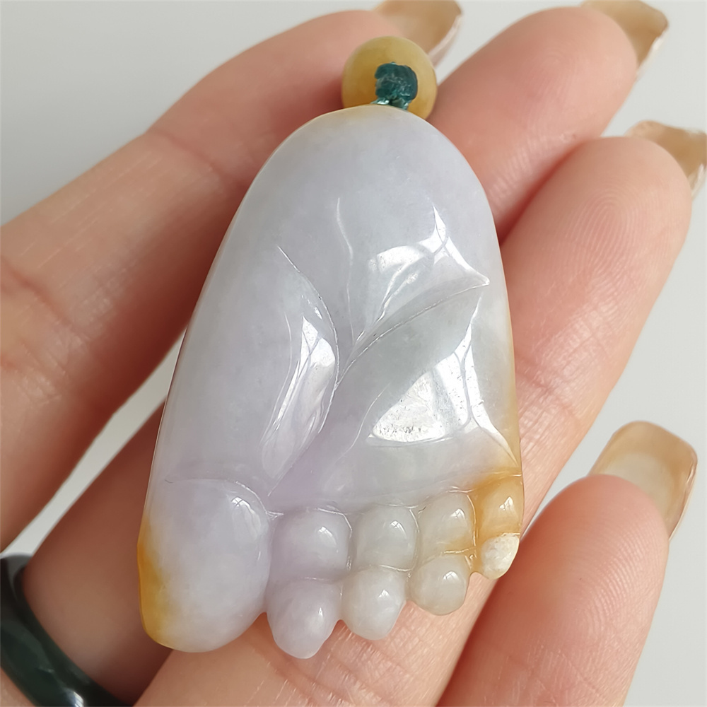 Unique Certificated Natural Yellow Color Heated 35x21mm Burmese Jadeite Foot Pendant With Spider Carved,Burma Jadeite Loose Pendant