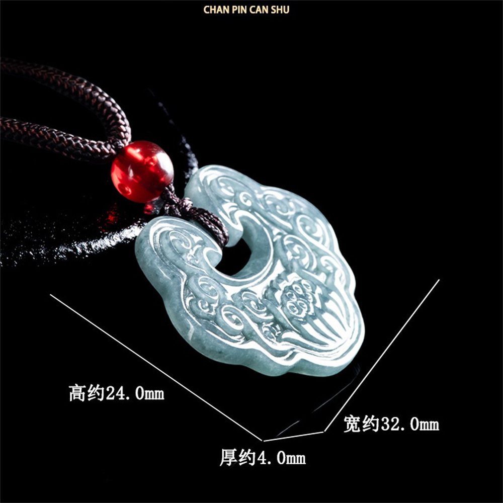 Natural Certificated Type A Untreated 24mmX32mmX4mm Blue Icy Watery Guatemalan Jadeite Ruyi Pendant With Lotus Carved,Amulet Pendant Necklace