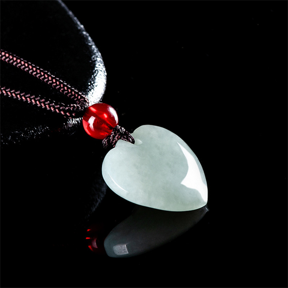 Natural Certificated Type A Untreated 17.3mmX18.7mmX5.8mm Green Watery Burmese Jadeite Heart Pendant Necklace,Smooth Heart Pendant Necklace,DIY Jewelry Supplies