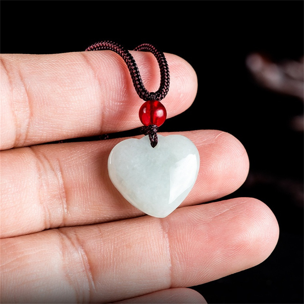 Natural Certificated Type A Untreated 17.3mmX18.7mmX5.8mm Green Watery Burmese Jadeite Heart Pendant Necklace,Smooth Heart Pendant Necklace,DIY Jewelry Supplies