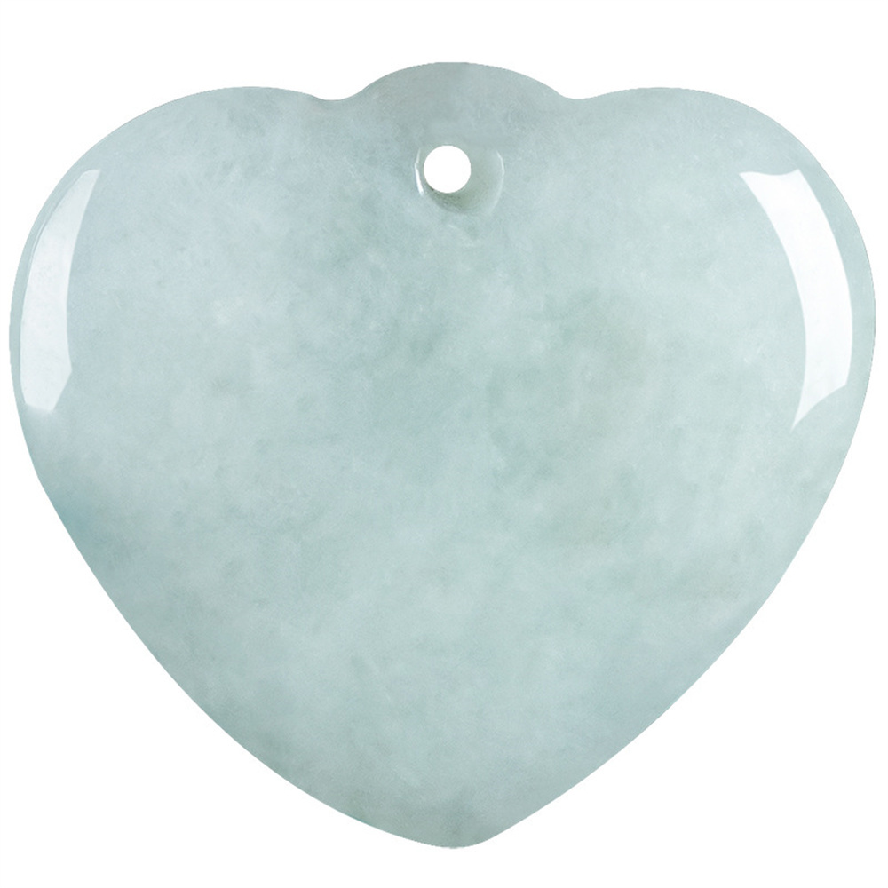 Natural Certificated Type A Untreated 17.3mmX18.7mmX5.8mm Green Watery Burmese Jadeite Heart Pendant Necklace,Smooth Heart Pendant Necklace,DIY Jewelry Supplies