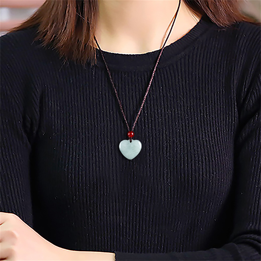 Natural Certificated Type A Untreated 17.3mmX18.7mmX5.8mm Green Watery Burmese Jadeite Heart Pendant Necklace,Smooth Heart Pendant Necklace,DIY Jewelry Supplies