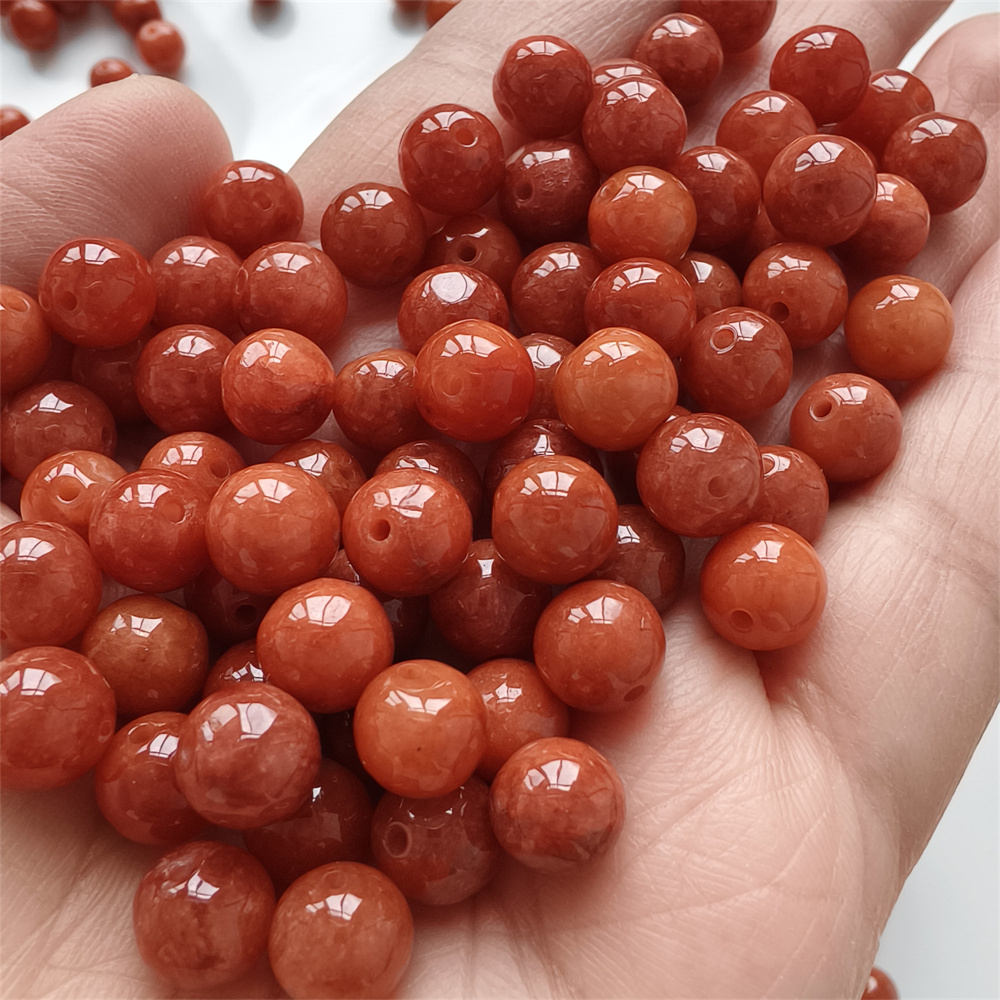 20pcs Natural Red Color Heated 8mm Burmese Jadeite Smooth Round Beads,Burma Jadeite Loose Beads,Myanmar Jadeite Ball Beads,DIY Jewelry Supplies
