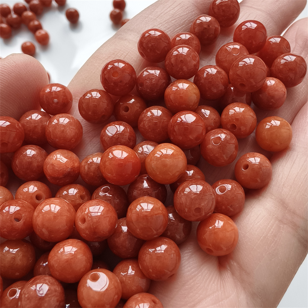 20pcs Natural Red Color Heated 8mm Burmese Jadeite Smooth Round Beads,Burma Jadeite Loose Beads,Myanmar Jadeite Ball Beads,DIY Jewelry Supplies