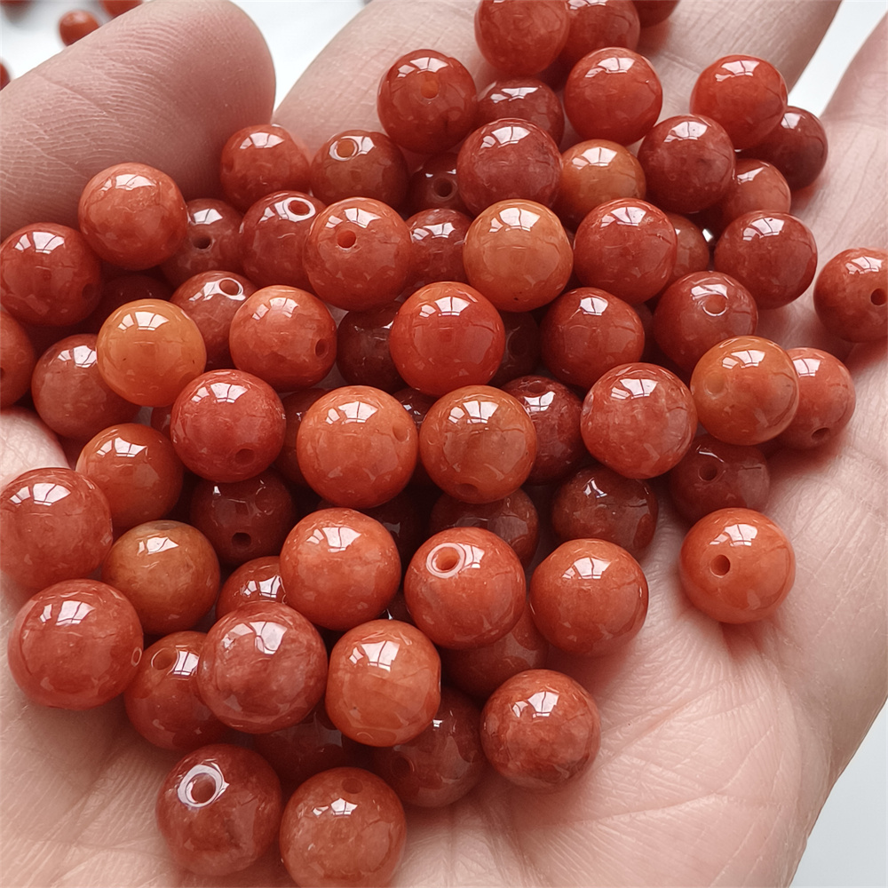 20pcs Natural Red Color Heated 8mm Burmese Jadeite Smooth Round Beads,Burma Jadeite Loose Beads,Myanmar Jadeite Ball Beads,DIY Jewelry Supplies