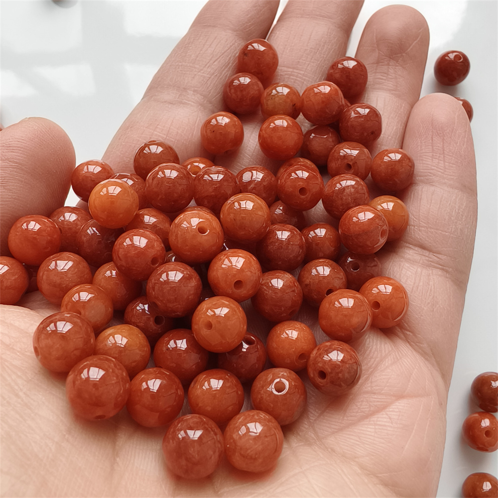 20pcs Natural Red Color Heated 8mm Burmese Jadeite Smooth Round Beads,Burma Jadeite Loose Beads,Myanmar Jadeite Ball Beads,DIY Jewelry Supplies