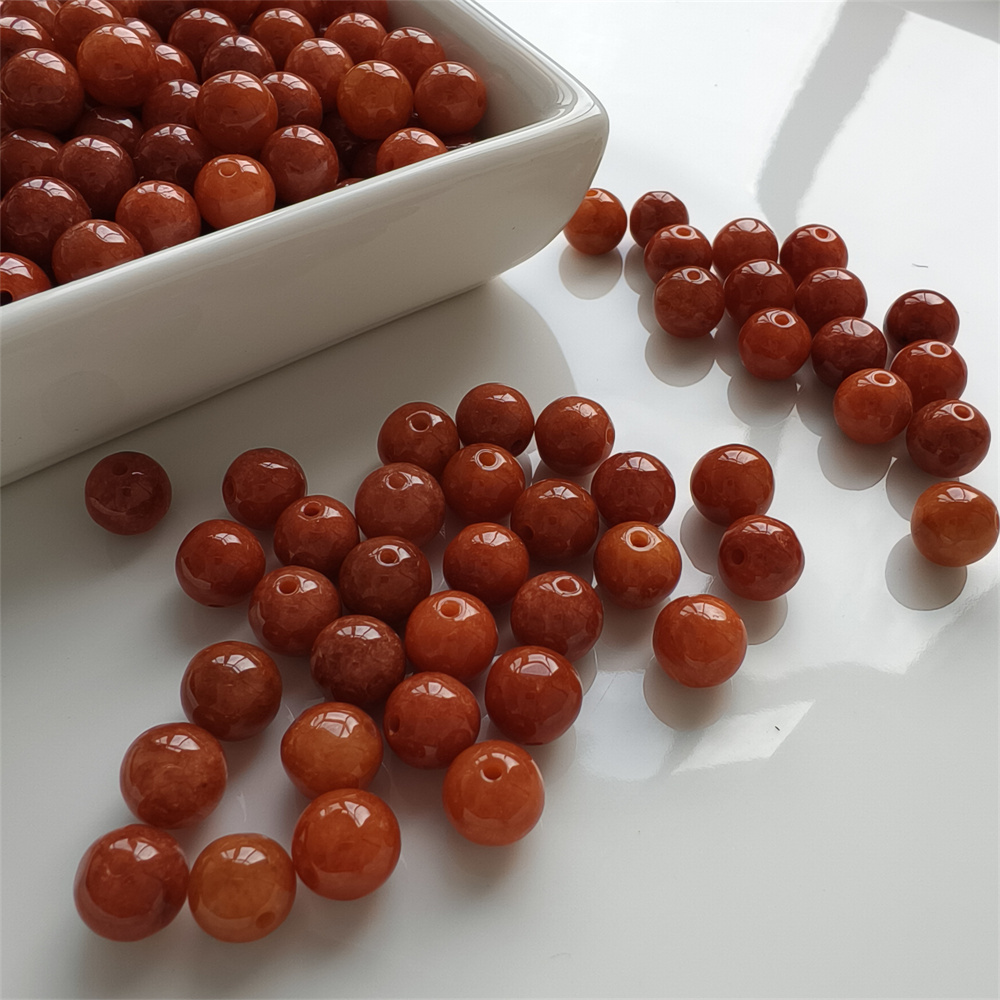 20pcs Natural Red Color Heated 8mm Burmese Jadeite Smooth Round Beads,Burma Jadeite Loose Beads,Myanmar Jadeite Ball Beads,DIY Jewelry Supplies