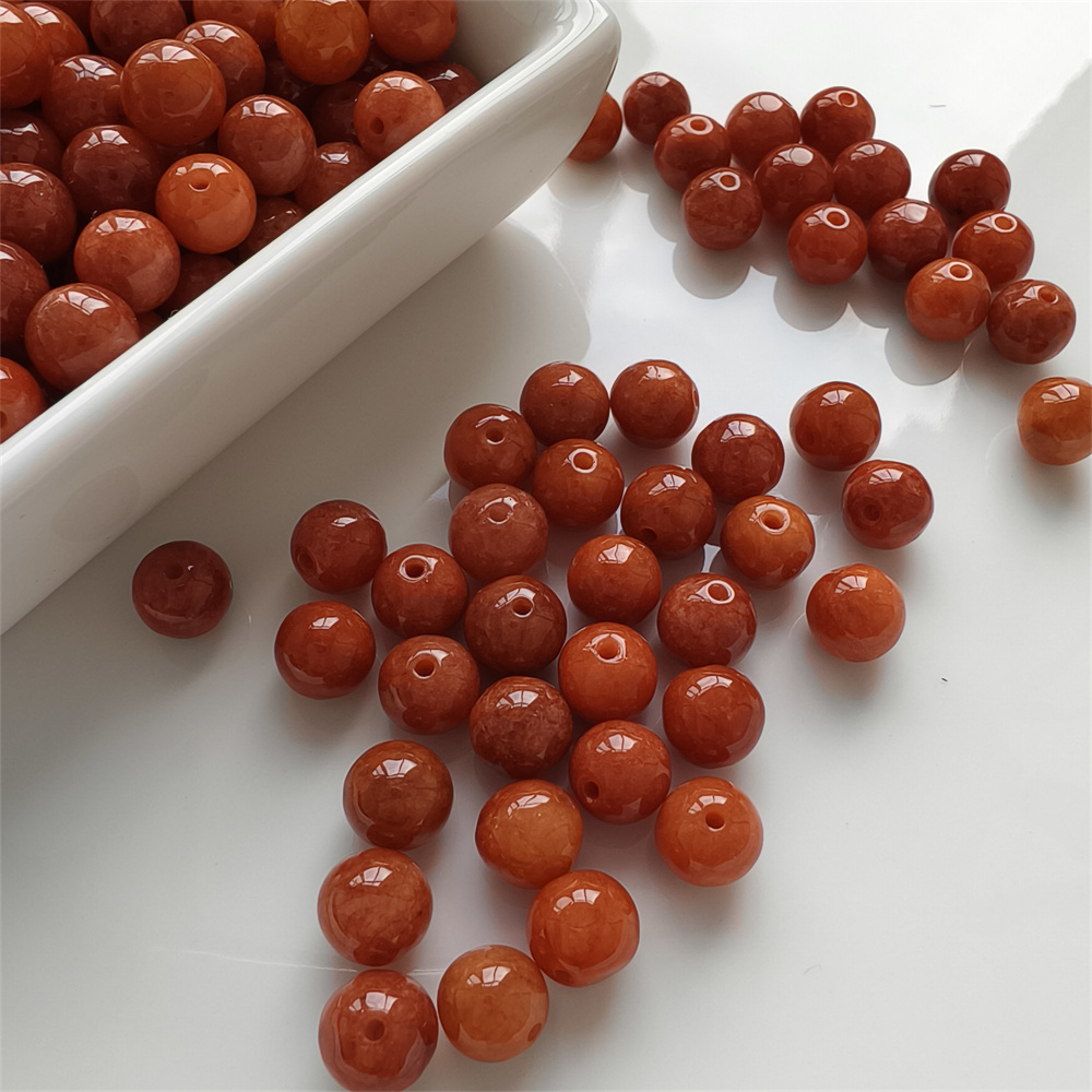 20pcs Natural Red Color Heated 8mm Burmese Jadeite Smooth Round Beads,Burma Jadeite Loose Beads,Myanmar Jadeite Ball Beads,DIY Jewelry Supplies