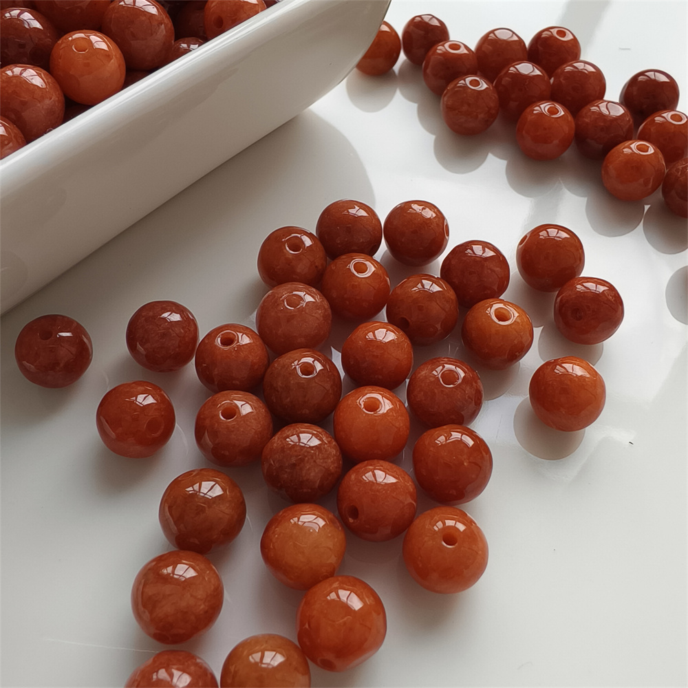 20pcs Natural Red Color Heated 8mm Burmese Jadeite Smooth Round Beads,Burma Jadeite Loose Beads,Myanmar Jadeite Ball Beads,DIY Jewelry Supplies