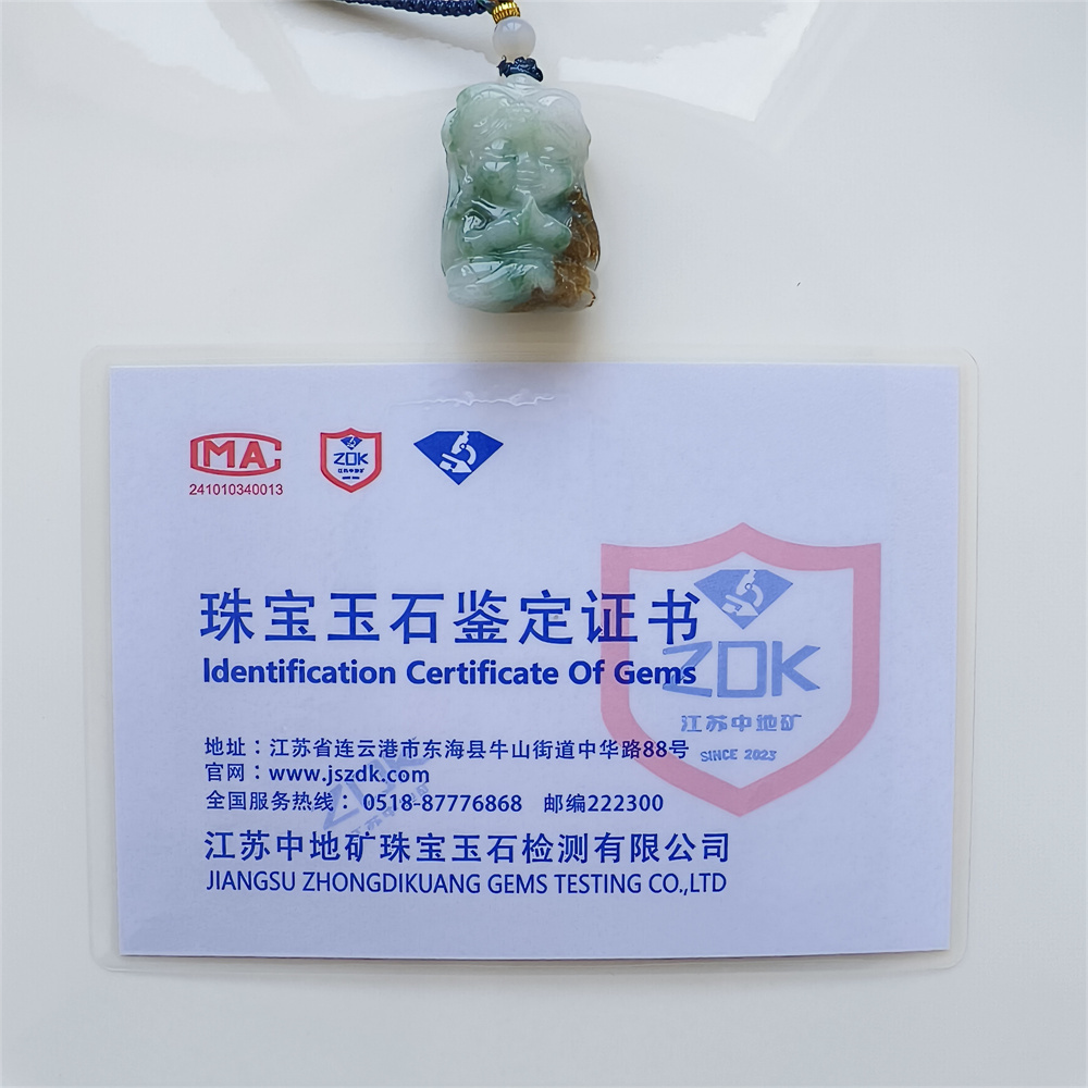 Unique Natural Certificated Type A Untreated 34X23X15mm Green White Brown Watery Burmese Jadeite Baby Buddha Pendant,Double Sided Carved Pendant,DIY Jewelry Supplies