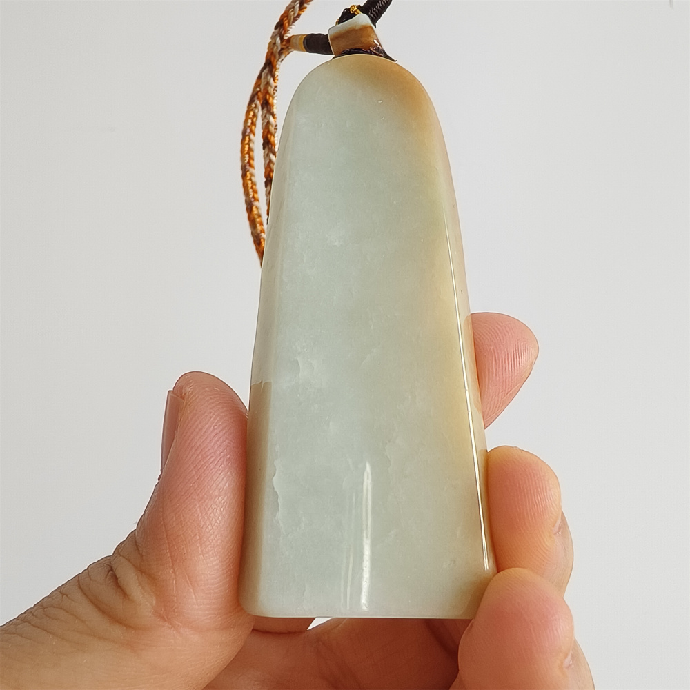 Unique Certificated Natural Type A Untreated 69X29X11mm Yellow Light Green Burmese Jadeite Irregular Pendant With 悟道 Carved,Amulet Pendant Necklace