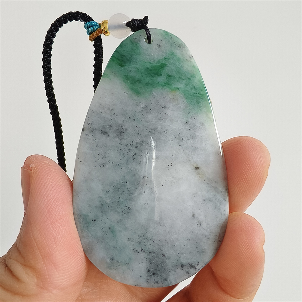 Unique Certificated Natural Type A Untreated 61X37X5mm Gray Green Burmese Jadeite Teardrop Pendant With Phoenix Carved,Amulet Pendant Necklace