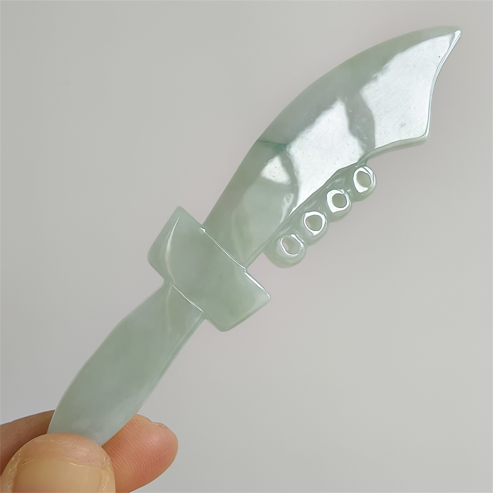 Unique Certificated Natural Type A Untreated 103X21X5mm Green Burmese Jadeite Filigree Broadsword Pendant Necklace,Myanmar Jadeite Pendant Necklace