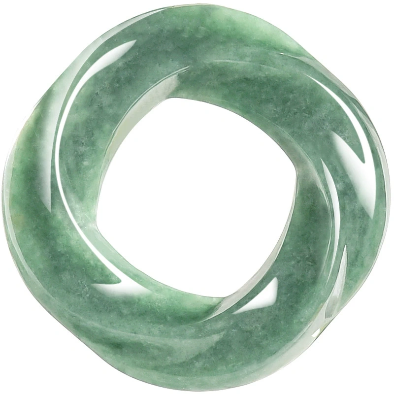 Unique Certificated Natural Type A Untreated 19.5-25mm Bean Green Burmese Jadeite Round Rings Pendant ,Myanmar Jadeite Pendant