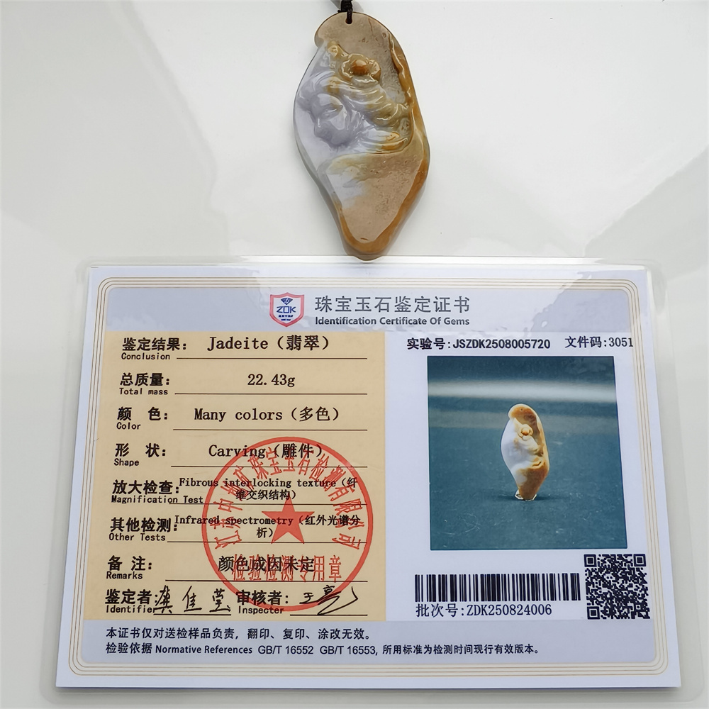 Unique Certificated Natural Hand Carved Yellow Color Heated 64X31X7mm Burmese Jadeite Irregular Pendant With Beauty's Head Carved,Yellow White Jadeite Pendant Necklace