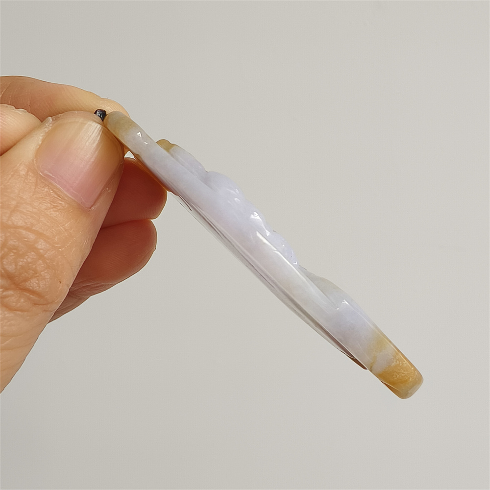 Unique Certificated Natural Hand Carved Yellow Color Heated 64X31X7mm Burmese Jadeite Irregular Pendant With Beauty's Head Carved,Yellow White Jadeite Pendant Necklace