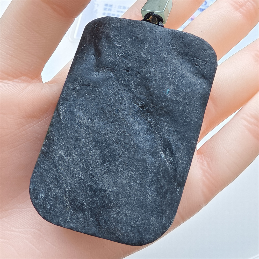 Unique Certificated Natural Type A Untreated 63X43X11mm Green White Burmese Jadeite Rectangle Pendant With Bodhidharma Carved