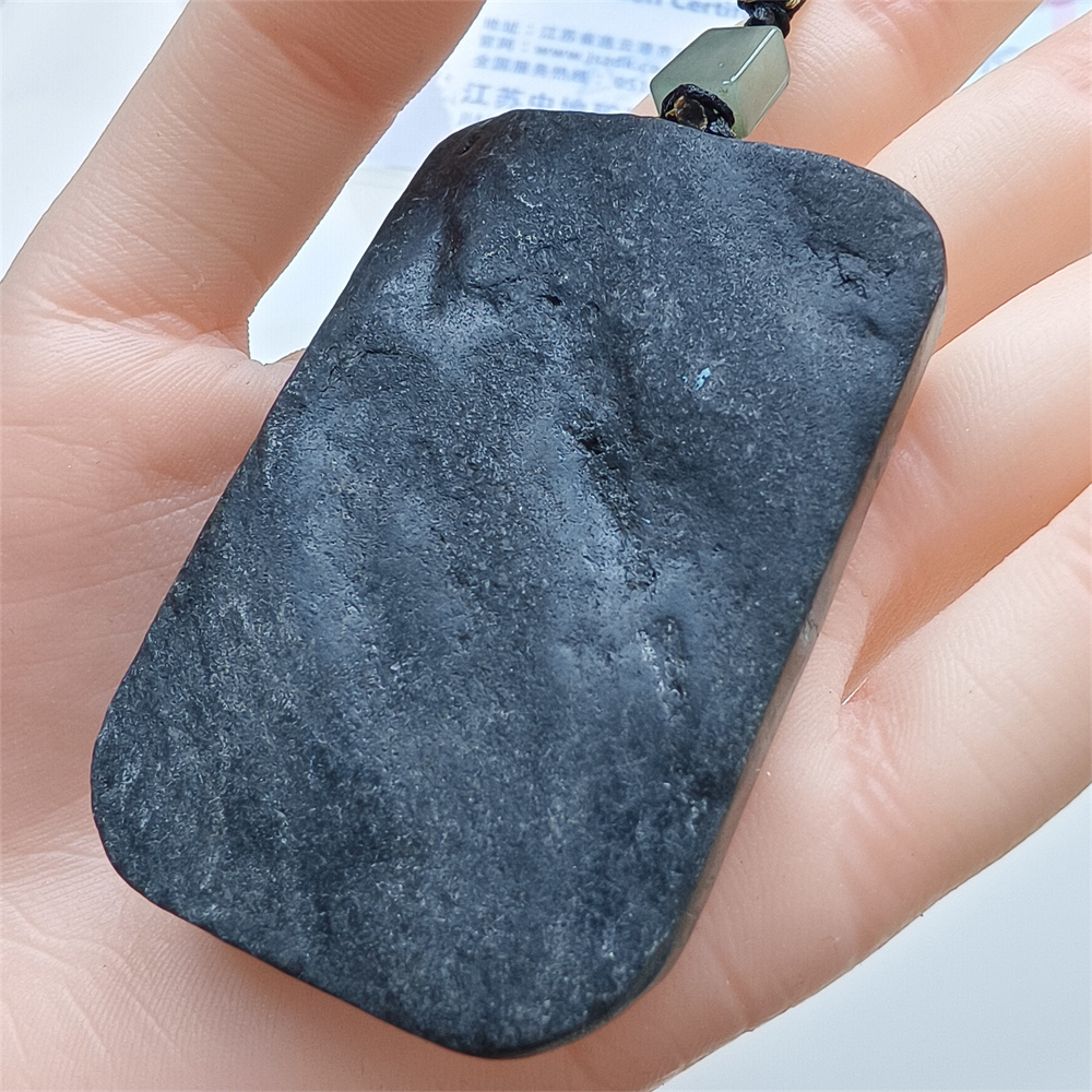 Unique Certificated Natural Type A Untreated 63X43X11mm Green White Burmese Jadeite Rectangle Pendant With Bodhidharma Carved