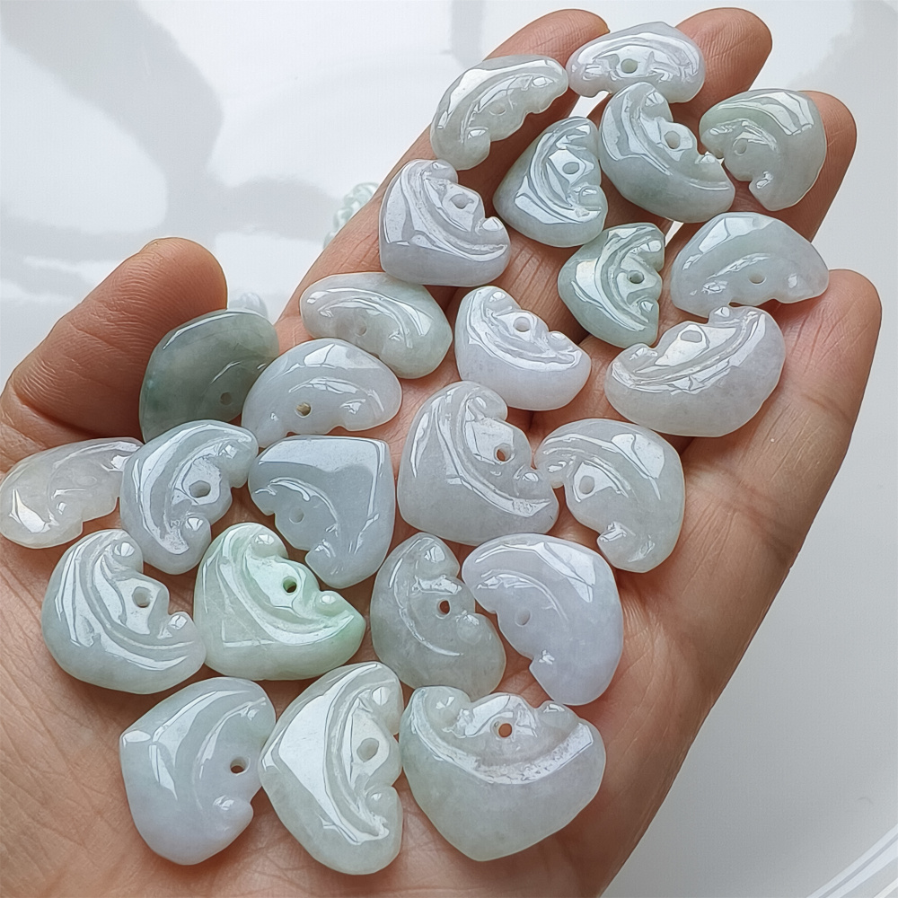 10pcs Natural Certificated Type A 18-20X12-17X5mm Green Burmese Jadeite Heart Pendants,Myanmar Jadeite Charms,DIY Jewelry Supplies