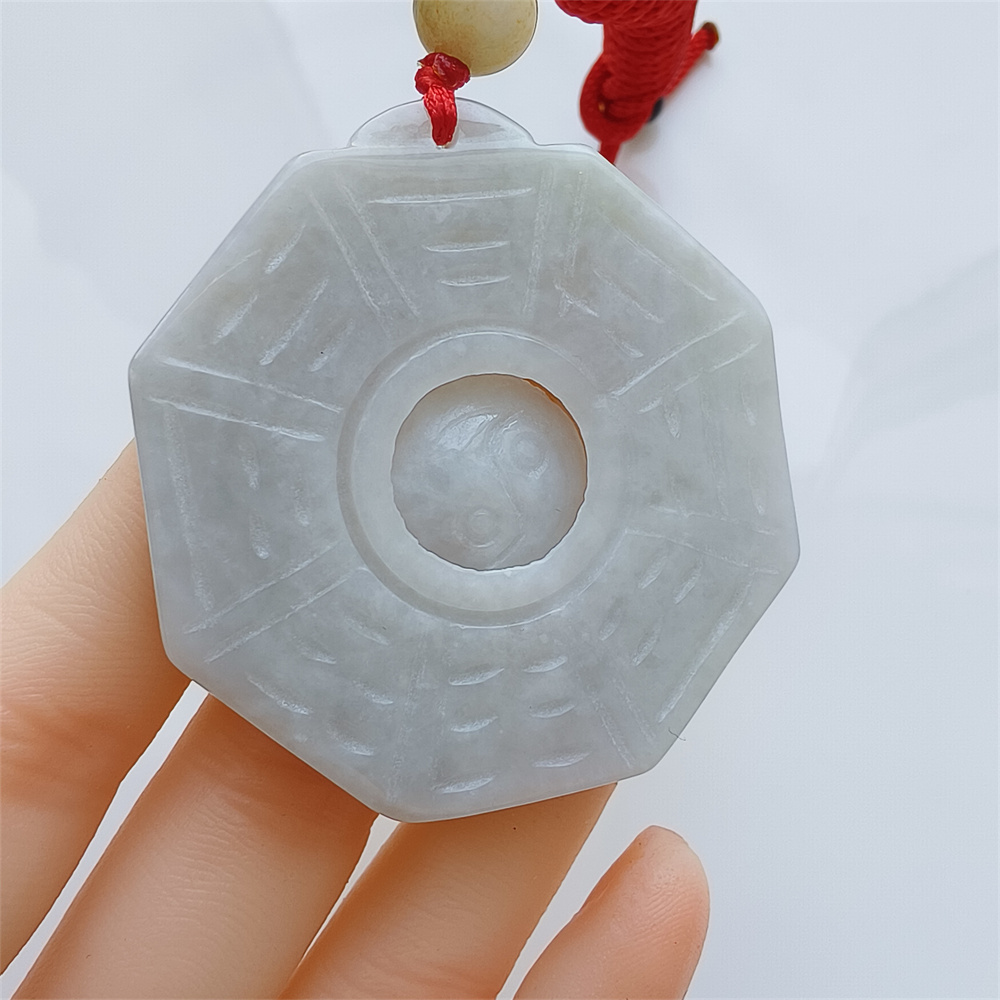 Unique Certificated Natural Hand Carved Yellow Color Heated 43X6mm Burmese Jadeite Polygon Bagua Pendant,Yellow Jadeite Pendant Necklace