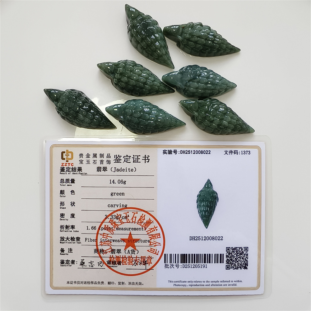 Certificated Natural Type A Untreated 46X20X12mm Dark Green Burmese Jadeite Pangolin Pendant,DIY Jewelry Supplies