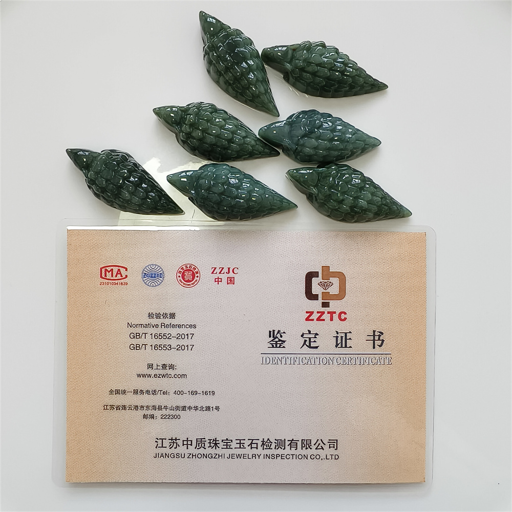 Certificated Natural Type A Untreated 46X20X12mm Dark Green Burmese Jadeite Pangolin Pendant,DIY Jewelry Supplies