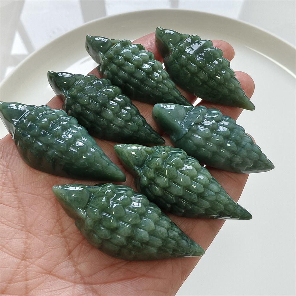 Certificated Natural Type A Untreated 46X20X12mm Dark Green Burmese Jadeite Pangolin Pendant,DIY Jewelry Supplies