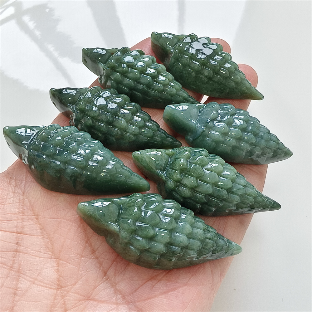 Certificated Natural Type A Untreated 46X20X12mm Dark Green Burmese Jadeite Pangolin Pendant,DIY Jewelry Supplies