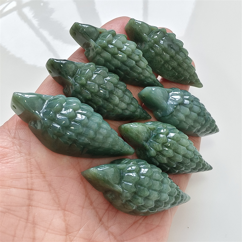 Certificated Natural Type A Untreated 46X20X12mm Dark Green Burmese Jadeite Pangolin Pendant,DIY Jewelry Supplies
