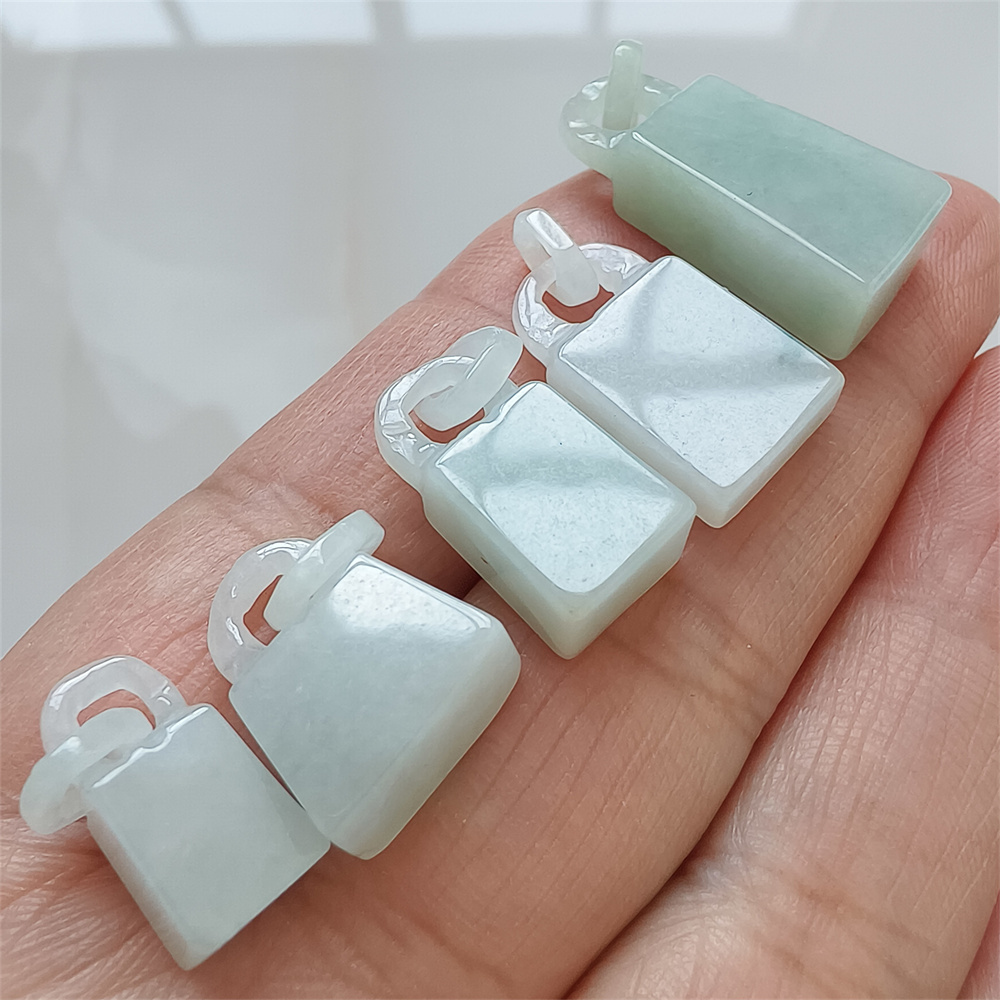 Natural Certificated Type A 17-29X8-12X4-7mm Icy Green White Burmese Jadeite 平安无事 Plaque,Amulet Pendant Necklace