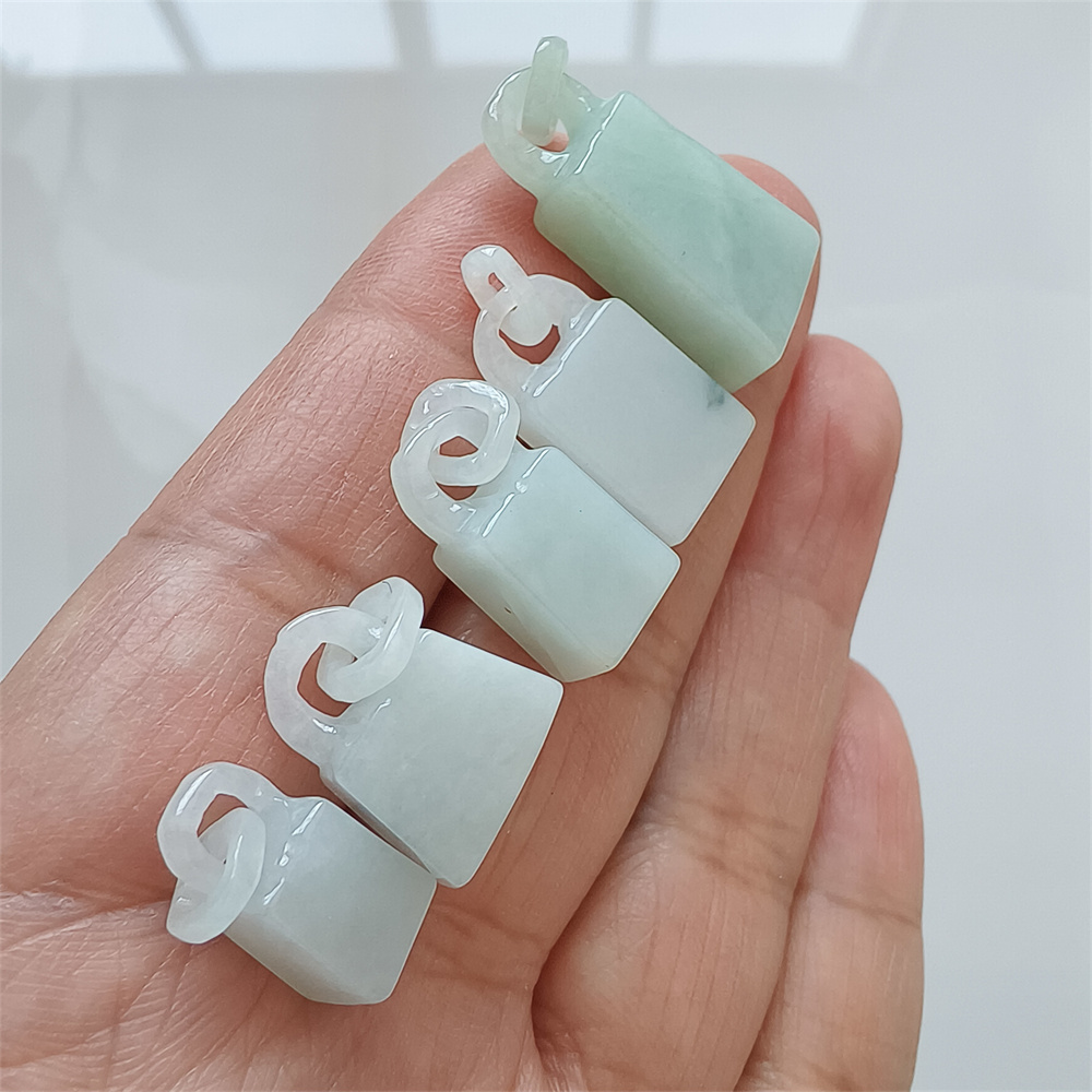 Natural Certificated Type A 17-29X8-12X4-7mm Icy Green White Burmese Jadeite 平安无事 Plaque,Amulet Pendant Necklace