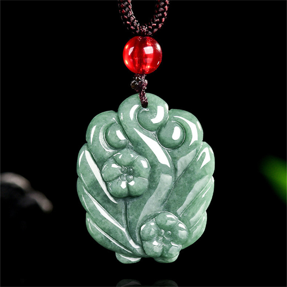 Certificated Natural Type A Untreated 26X21.5X8mm Bean Green Burmese Jadeite Nine Tailed Fox Pendant ,Amulet  Pendant Necklace