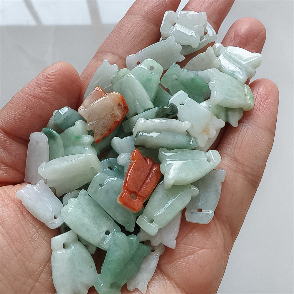 10pcs Natural Certificated Type A 13-18X8-13X3mm Icy Green White Yellow Red Burmese Jadeite Tulip Pendant,Tulip Charms,DIY Jewelry Supplies