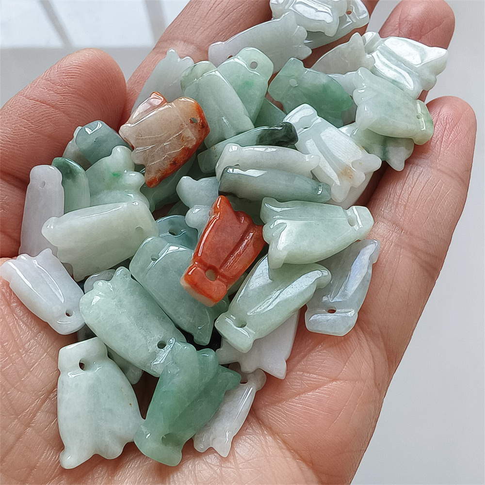 10pcs Natural Certificated Type A 13-18X8-13X3mm Icy Green White Yellow Red Burmese Jadeite Tulip Pendant,Tulip Charms,DIY Jewelry Supplies