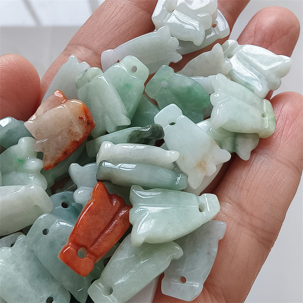 10pcs Natural Certificated Type A 13-18X8-13X3mm Icy Green White Yellow Red Burmese Jadeite Tulip Pendant,Tulip Charms,DIY Jewelry Supplies