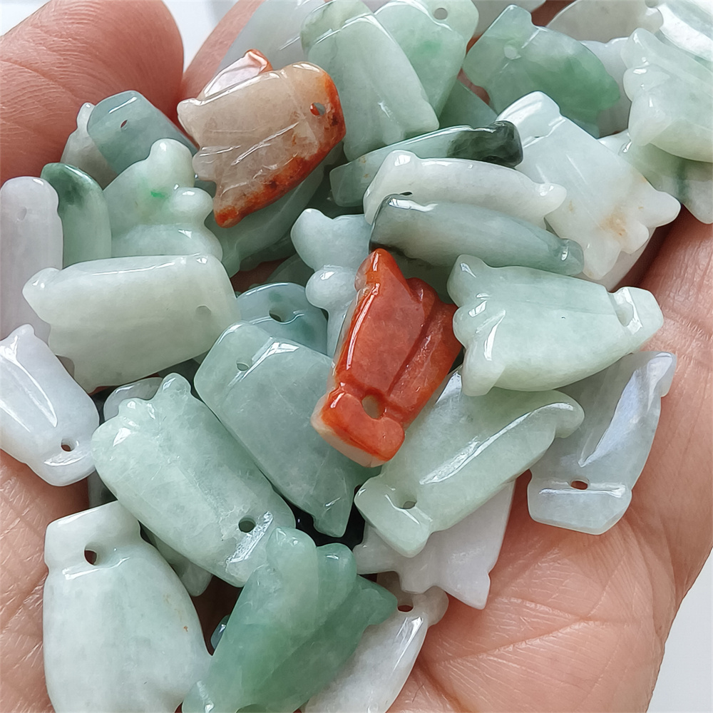 10pcs Natural Certificated Type A 13-18X8-13X3mm Icy Green White Yellow Red Burmese Jadeite Tulip Pendant,Tulip Charms,DIY Jewelry Supplies
