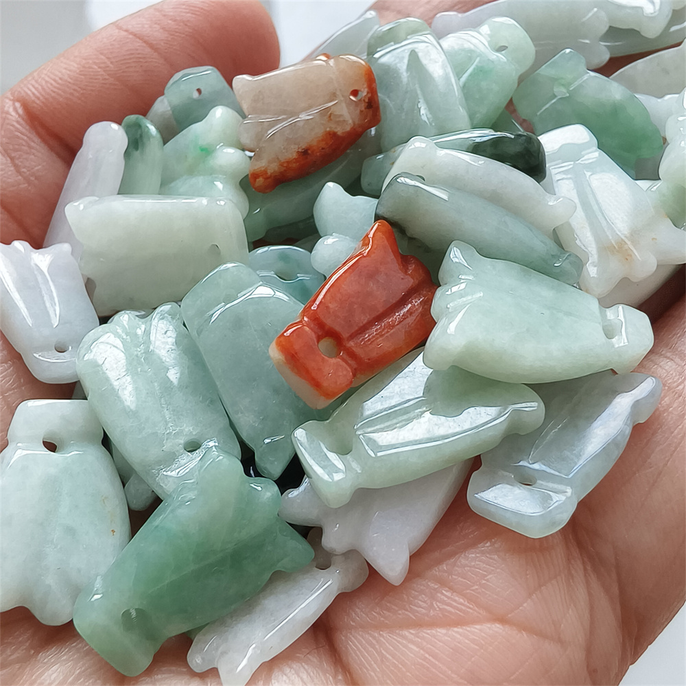 10pcs Natural Certificated Type A 13-18X8-13X3mm Icy Green White Yellow Red Burmese Jadeite Tulip Pendant,Tulip Charms,DIY Jewelry Supplies