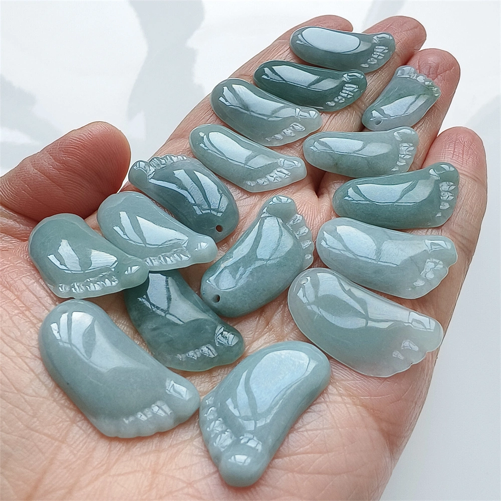 Natural Icy Blue Guatemalan Jadeite Foot Pendant