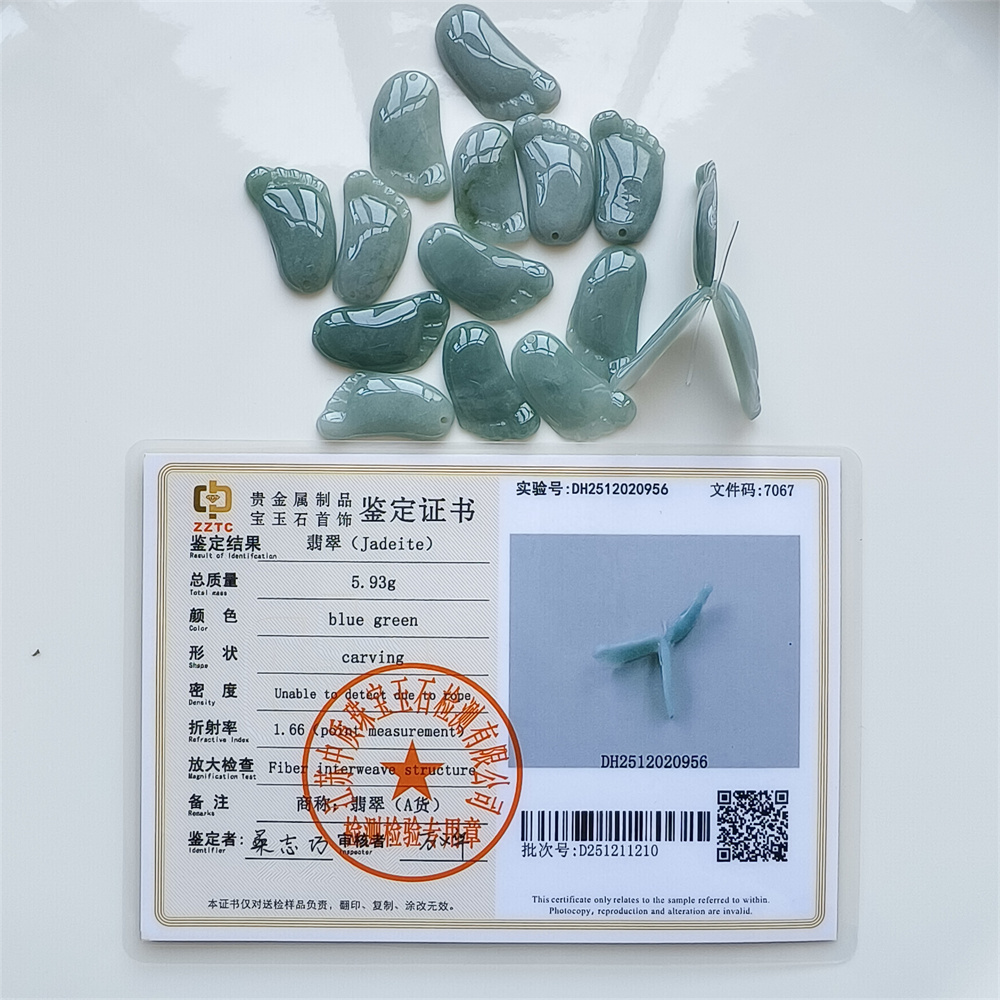 5Pcs Natural Type A Untreated 25X14mm Icy Blue Guatemalan Jadeite Foot Pendant,Blue Guatemala Jadeite Loose Pendant,DIY Jewelry Supplies