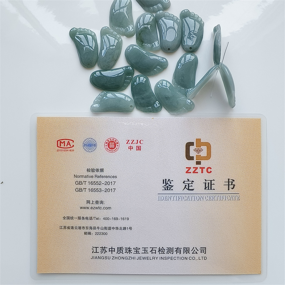 5Pcs Natural Type A Untreated 25X14mm Icy Blue Guatemalan Jadeite Foot Pendant,Blue Guatemala Jadeite Loose Pendant,DIY Jewelry Supplies