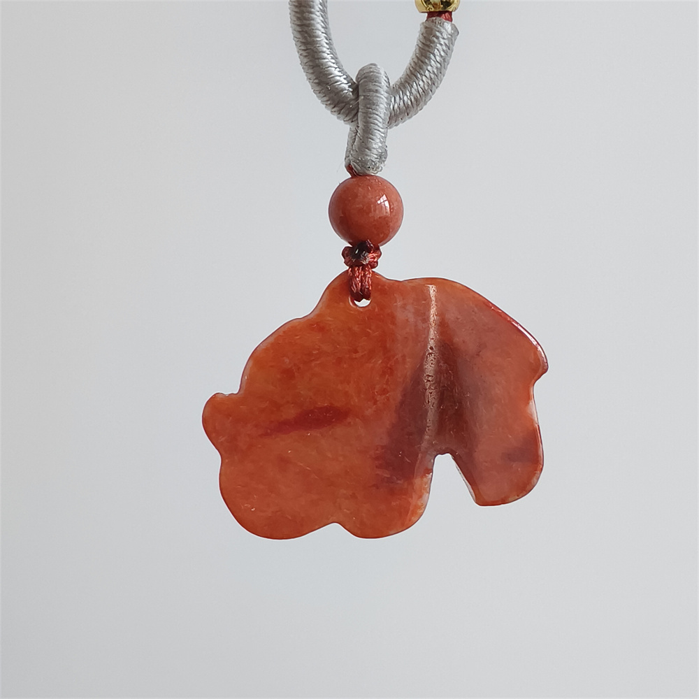 Unique Certificated Natural Hand Carved Red Color Heated 20X26X7mm Burmese Jadeite Elephant Pendant , Burmese Jadeite Pendant,DIY Jewelry Supplies
