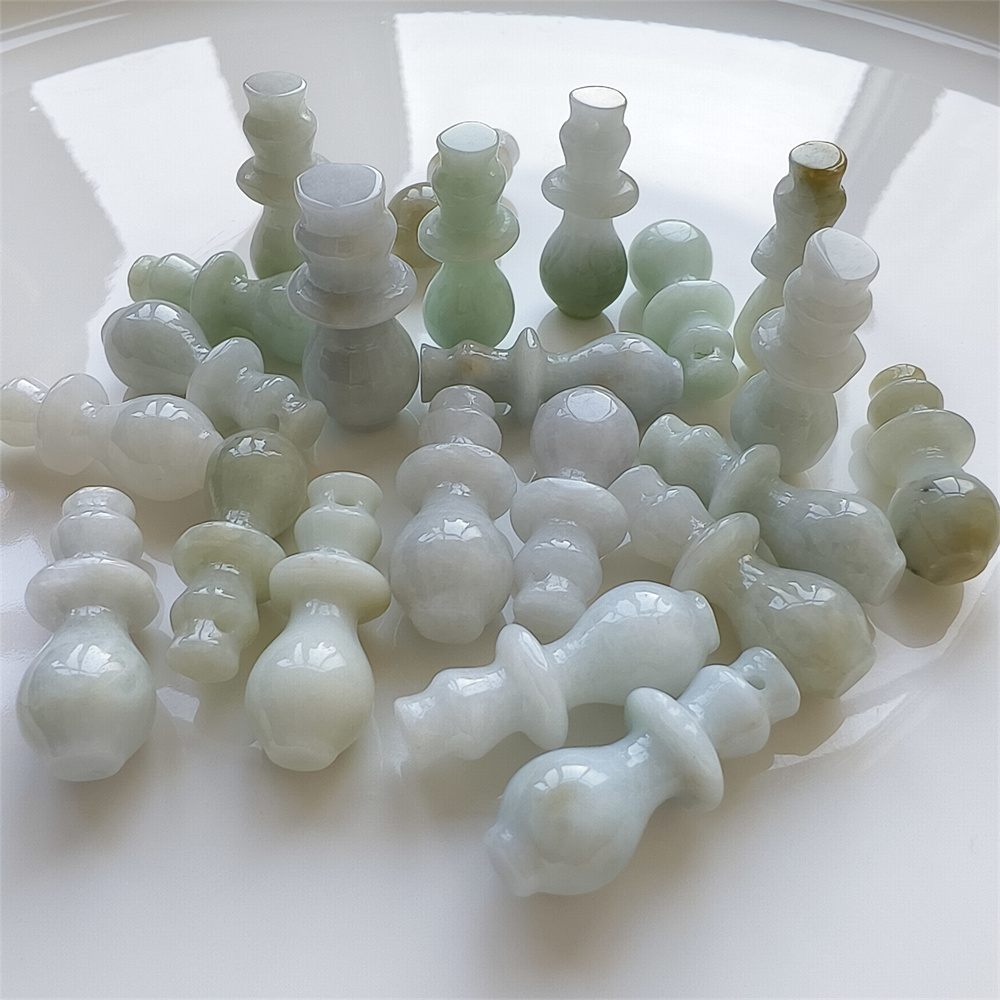 5pcs Natural Certificated Type A 30X11mm Green White Yellow Burmese Jadeite Vase Pendant,Vase Charms,DIY Jewelry Supplies