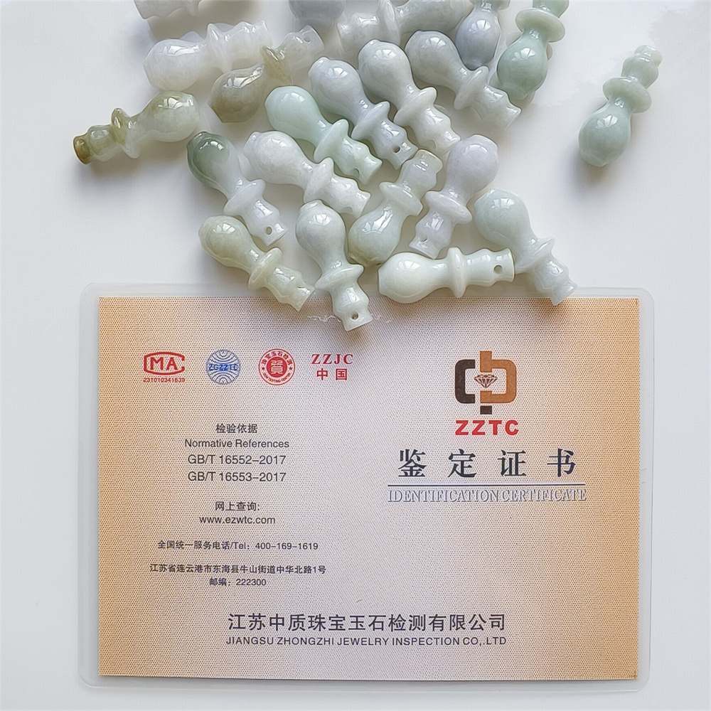 5pcs Natural Certificated Type A 30X11mm Green White Yellow Burmese Jadeite Vase Pendant,Vase Charms,DIY Jewelry Supplies
