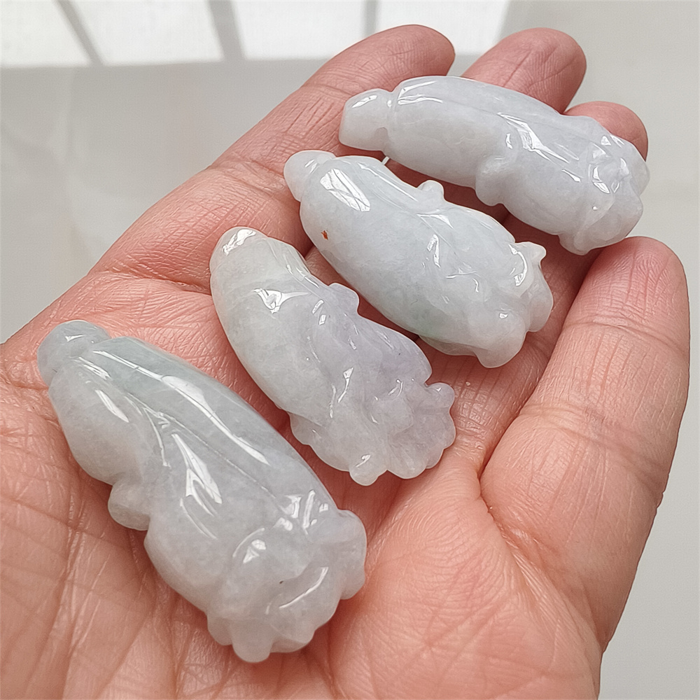 Natural Certificated Type A 35-40X16-19X12mm Watery White Burmese Jadeite Cabbage Pendant,Myanmar Jadeite Pendant,DIY Jewelry Supplies