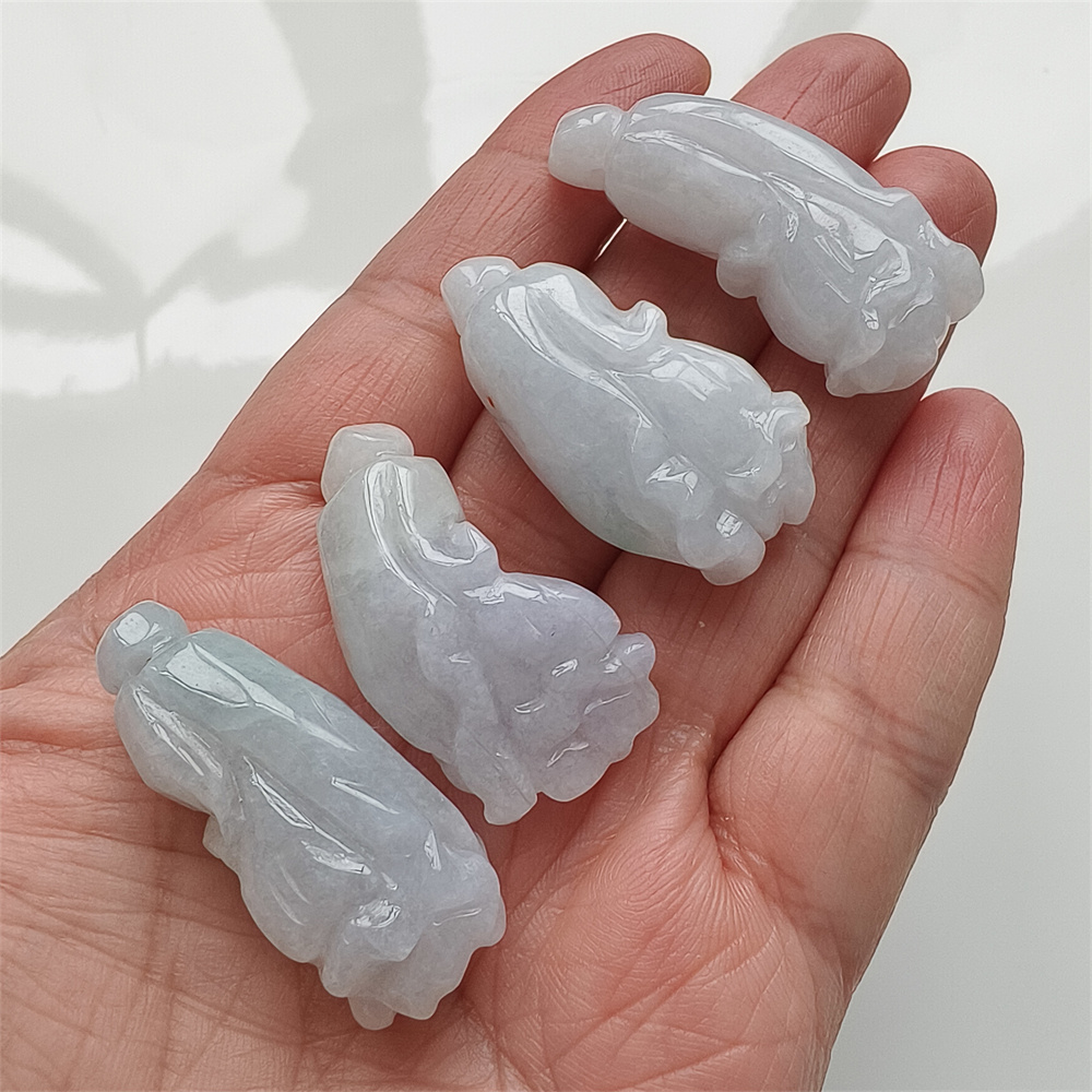 Natural Certificated Type A 35-40X16-19X12mm Watery White Burmese Jadeite Cabbage Pendant,Myanmar Jadeite Pendant,DIY Jewelry Supplies