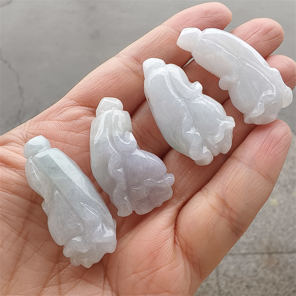 Natural Certificated Type A 35-40X16-19X12mm Watery White Burmese Jadeite Cabbage Pendant,Myanmar Jadeite Pendant,DIY Jewelry Supplies