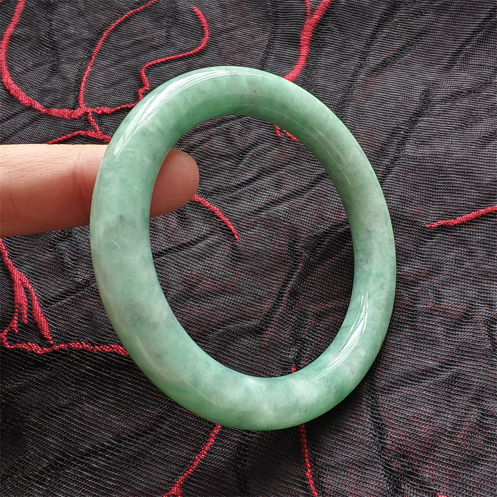 Natural Certificated Type A Untreated 59mm Green Watery Burmese Jadeite Round Band Bangle,Green Bracelet Burma Jadeite Loose Bangles