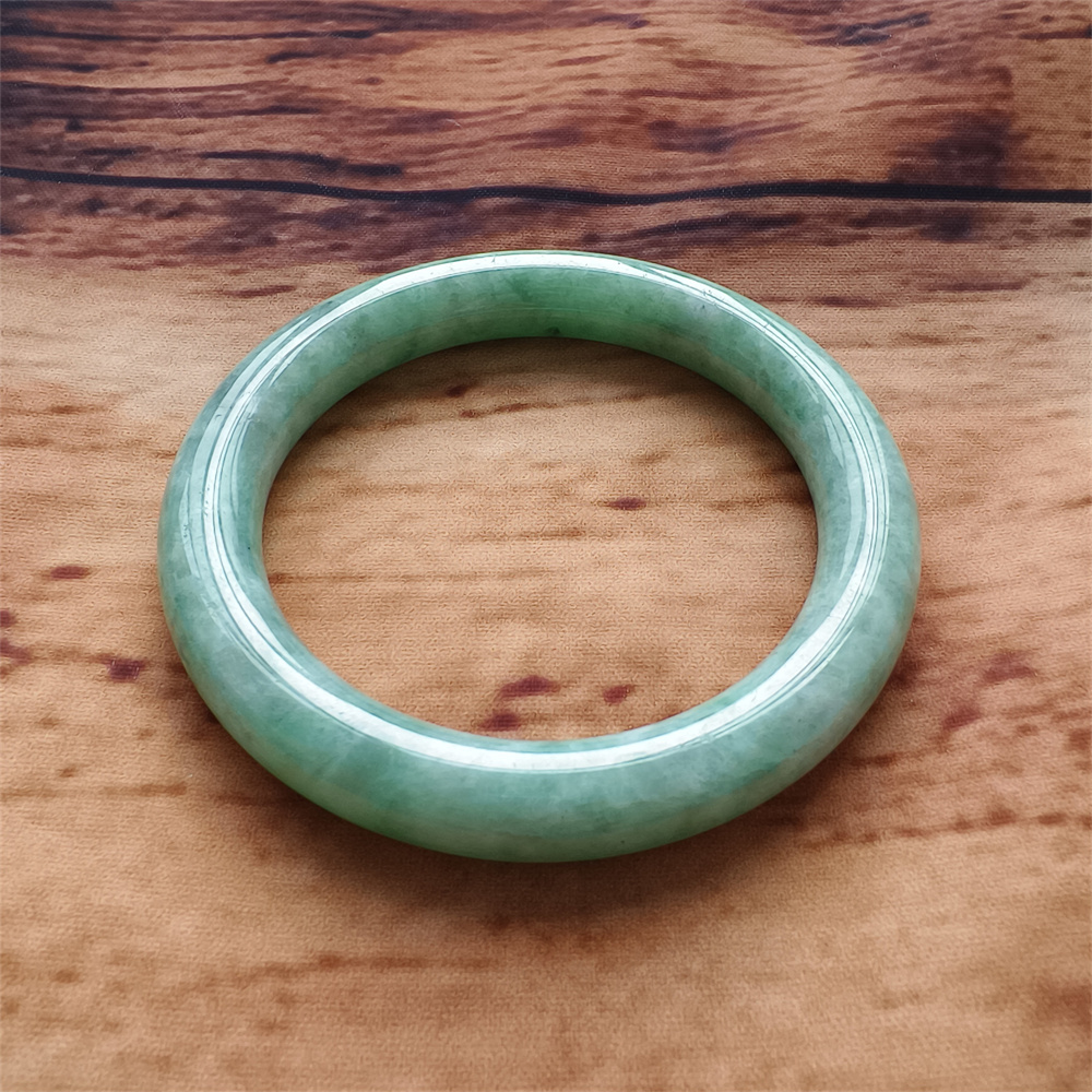 Natural Certificated Type A Untreated 59mm Green Watery Burmese Jadeite Round Band Bangle,Green Bracelet Burma Jadeite Loose Bangles